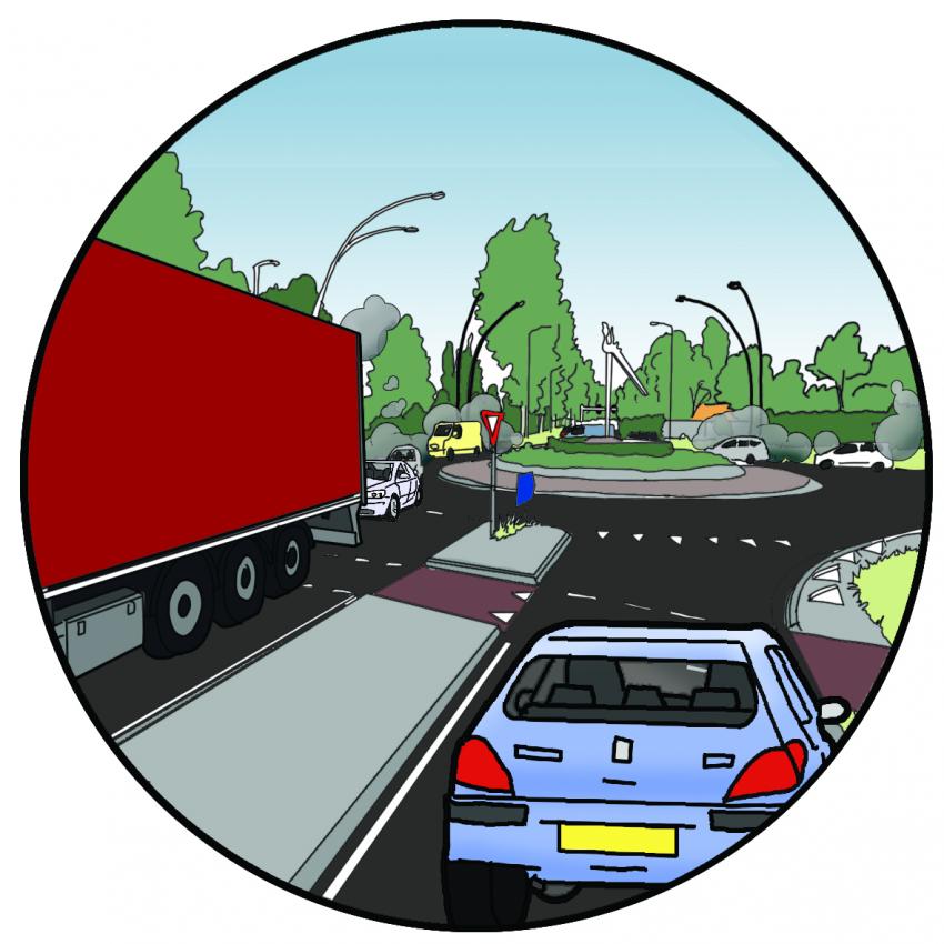tekening met auto en vrachtwagen van knelpunt keulsebaan