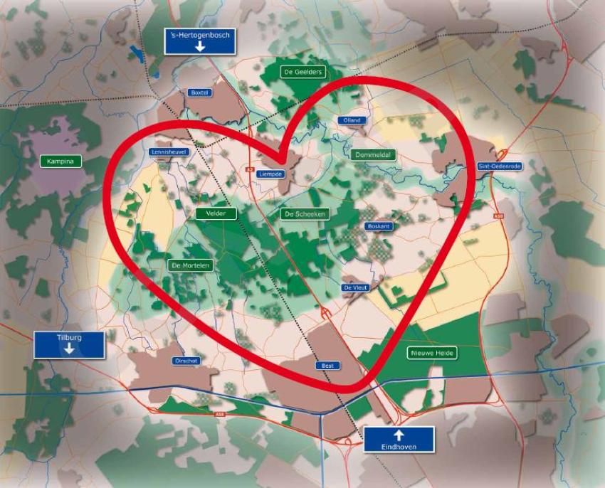 Plattegrond Groene Woud met hart eromheen