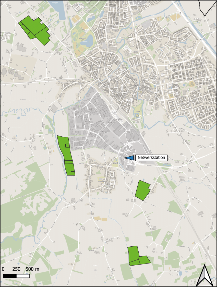 Plattegrond waar de zonneparken in de gemeente Boxtel te zien zijn