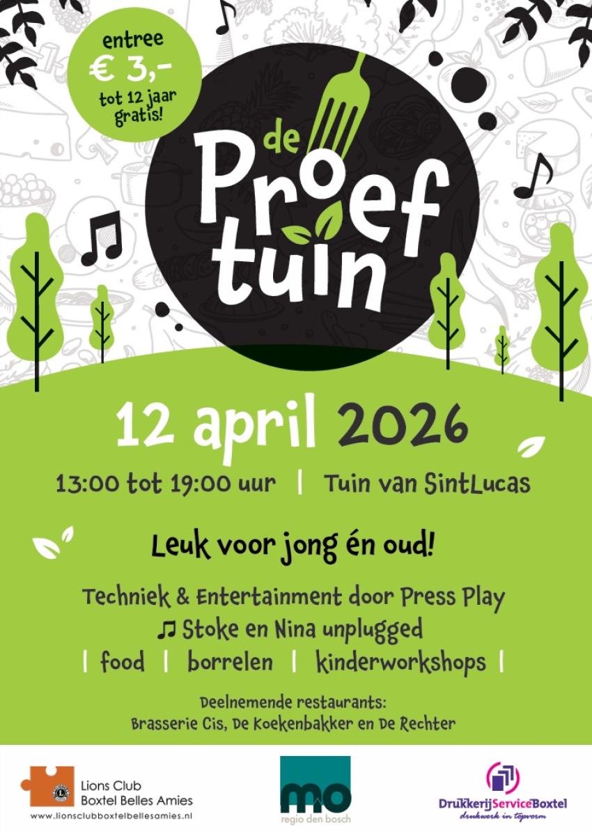 Poster ter promotie van de Proeftuin van Lionsclub Boxtel