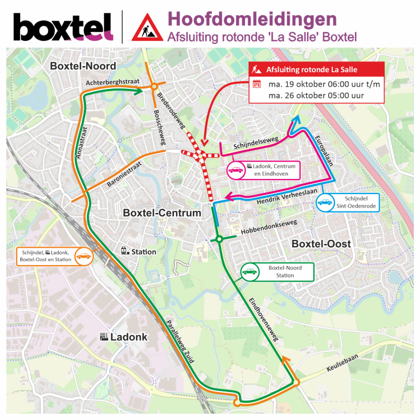 Kaart van de omleiding 