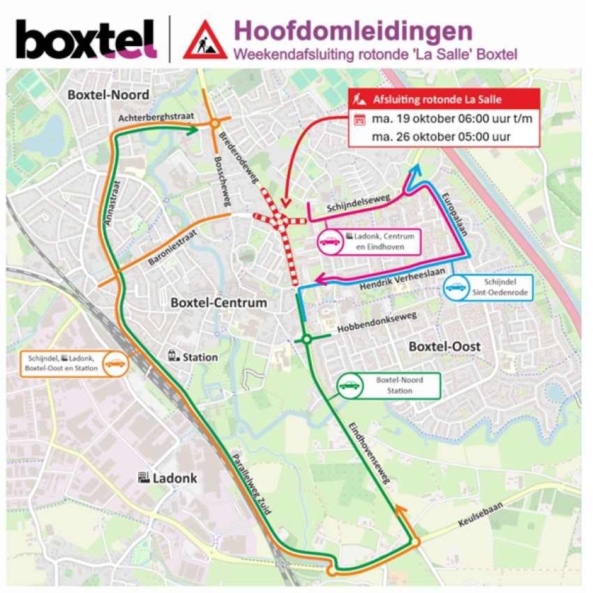 Hoofdomleidingen tijdens afsluiting rotonde La Salle 