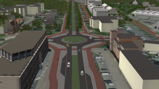 3D foto van hoe de rotonde bij de Dukaat er uit komt te zien na de werkzaamheden, klik voor een vergroting