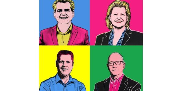 Foto van het college in Andy Warhol-stijl